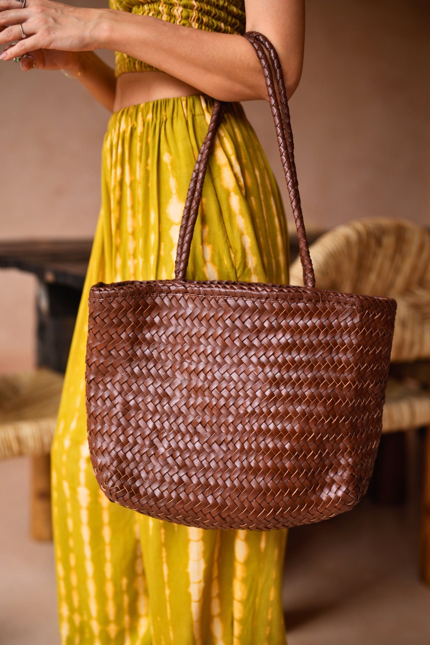 Garcia Artisan Handwoven Leather Tote in Brown