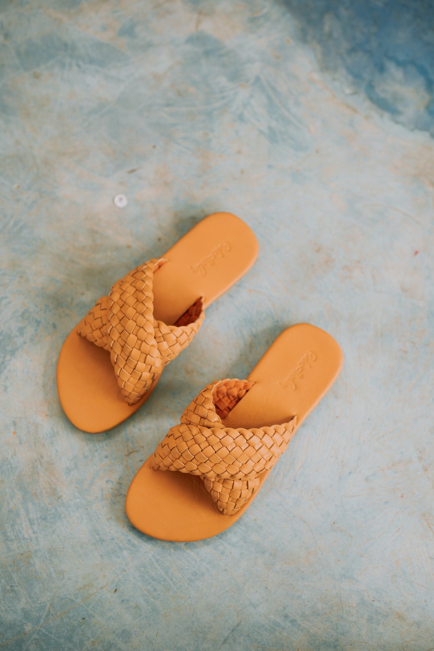 Barbara Woven Leather Sandals In Tan