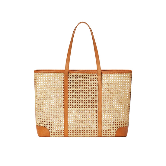 Mia Woven and Leather Tote - Large