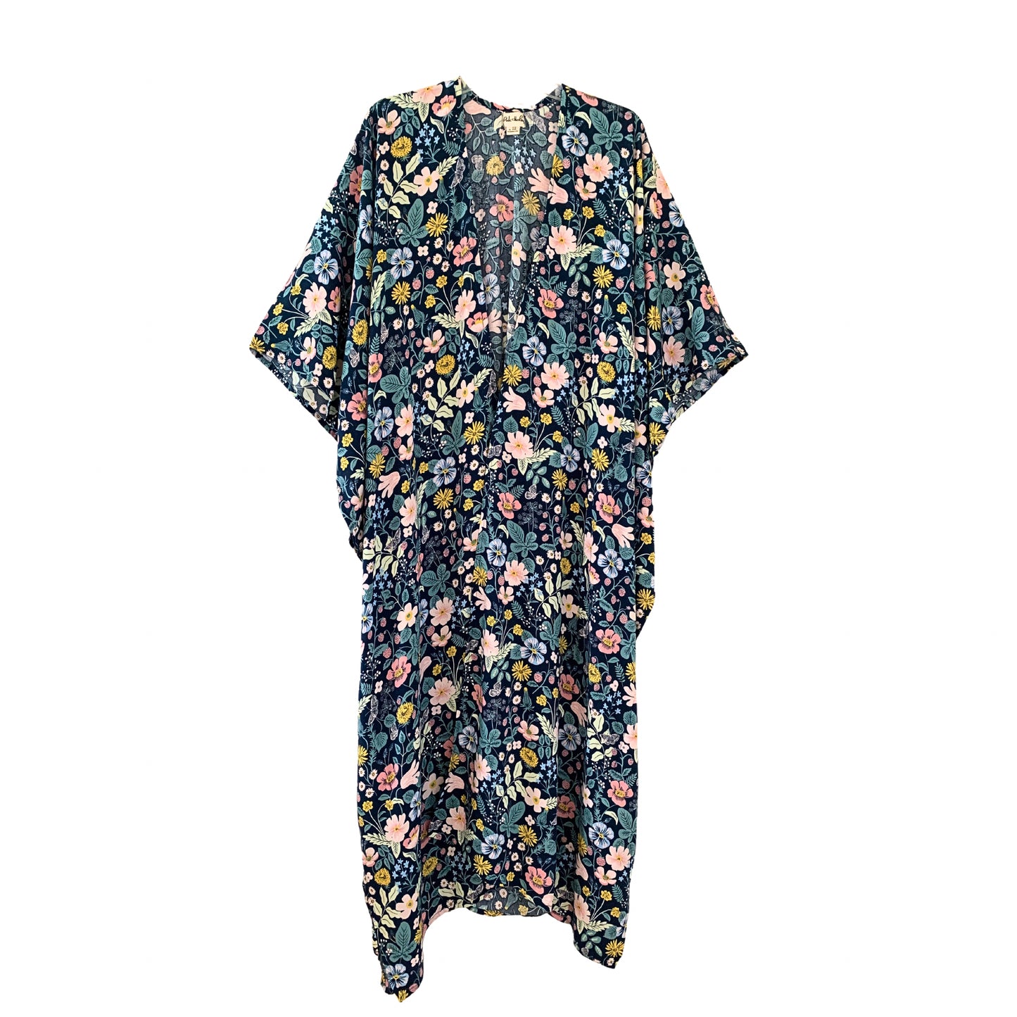 Botanical-Print Travel Kimono Duster