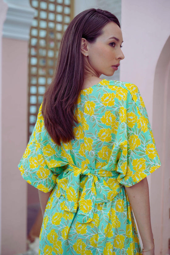 Aubrey Floral Wrap Top and Midi Skirt Matching Set in Yellow Garden (Sample Sale)