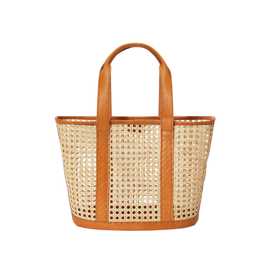 Andrea Handmade Cane Woven and Leather Shopper Tote