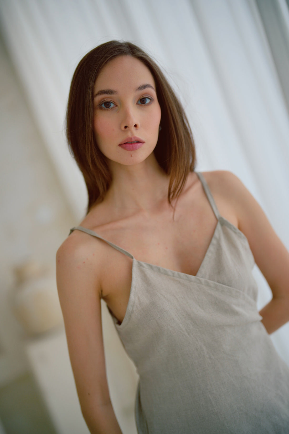 Anita Linen Dress in White main image 0