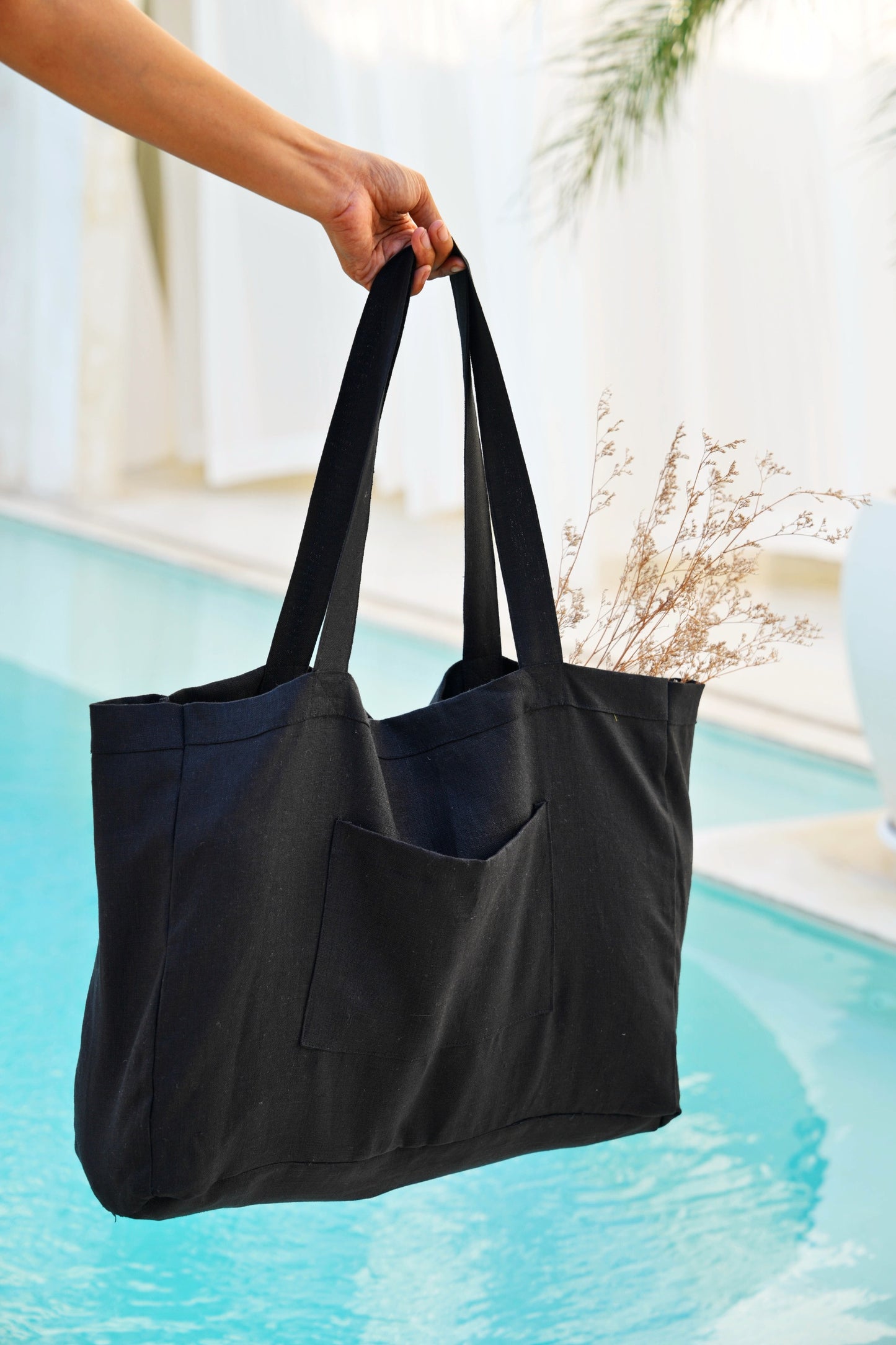 Load image into Gallery viewer, Handmade Linen Oversized Shopping Tote

