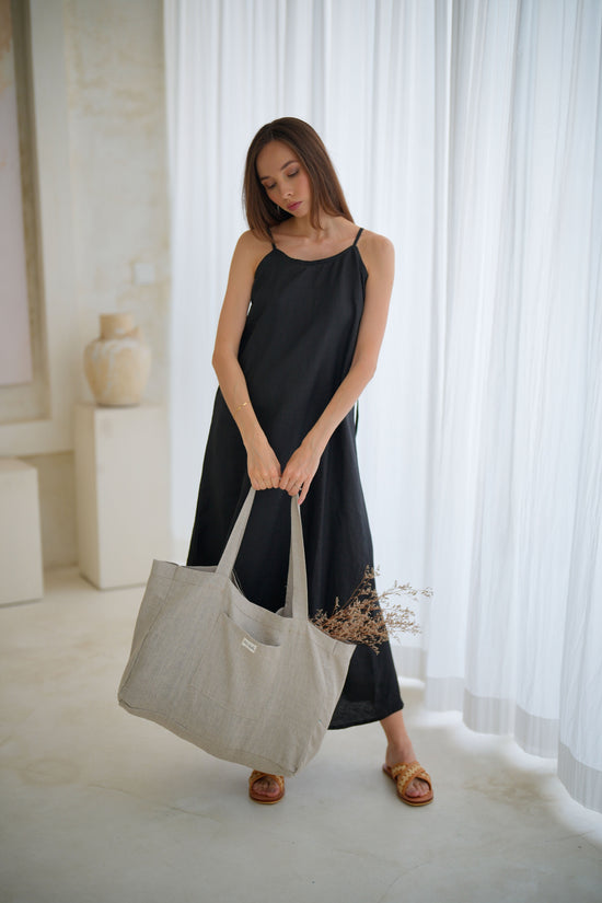 Load image into Gallery viewer, Handmade Linen Oversized Shopping Tote

