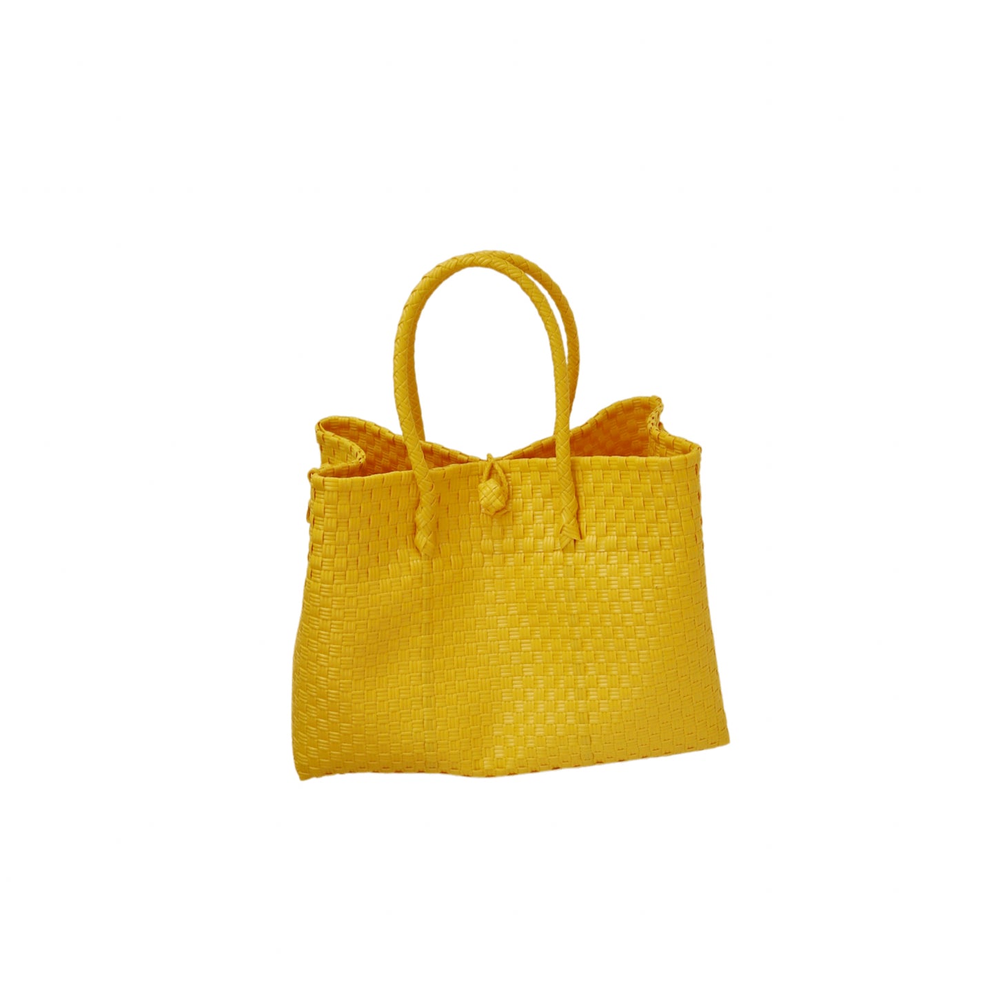 Lola Recycled Plastic Woven Tote Large - Yellow