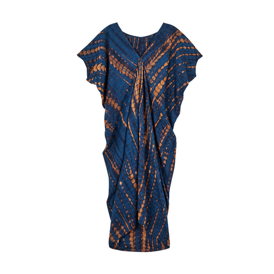Madella Hand Dyed Kaftan Dress in Ocean blue