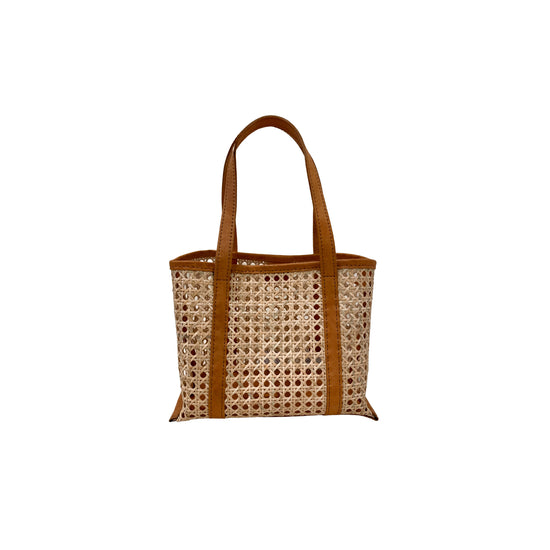 Magnolia Handmade Cane Woven and Leather Tote