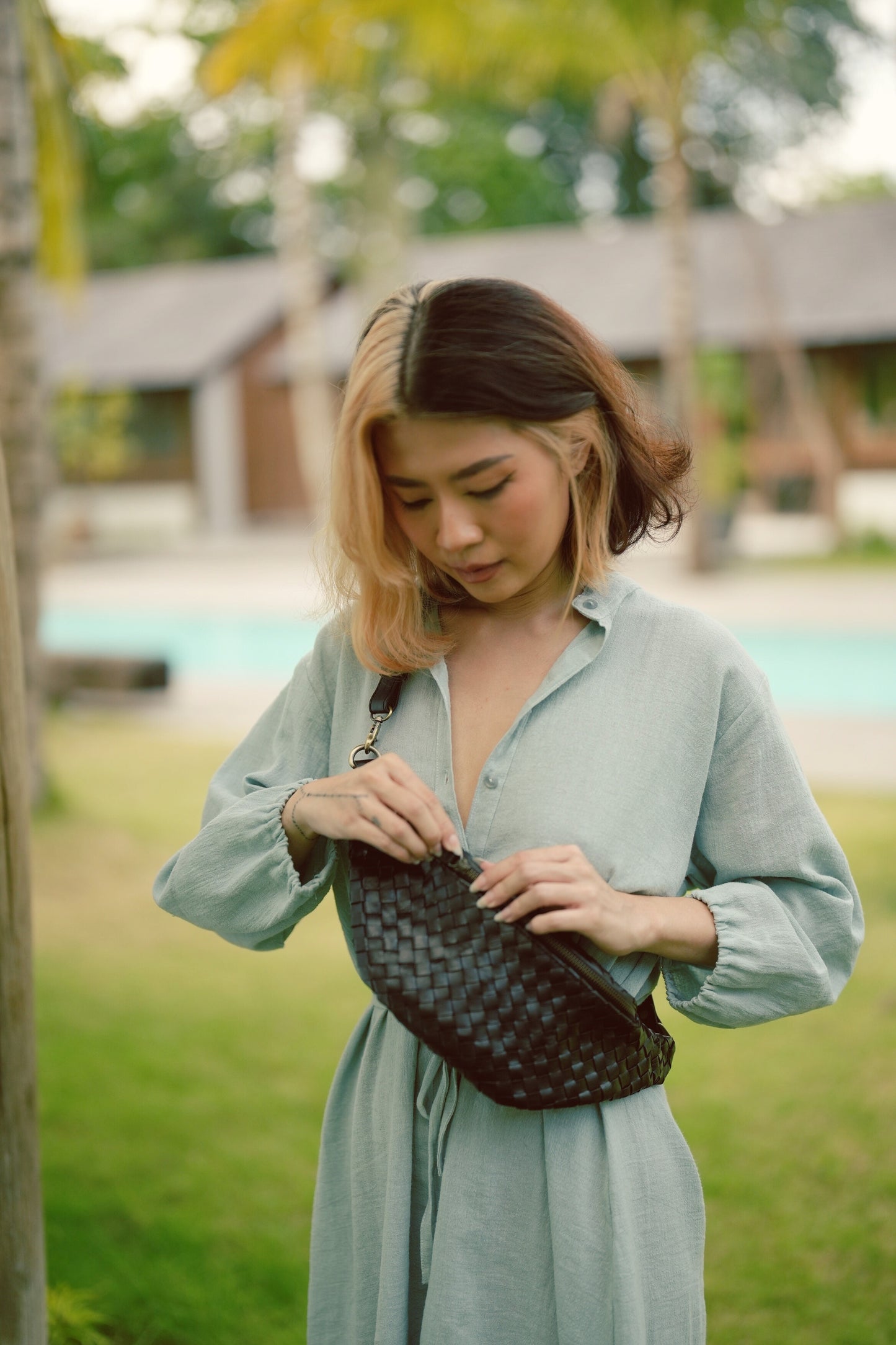 Makayla Handwoven Leather Belt Bag