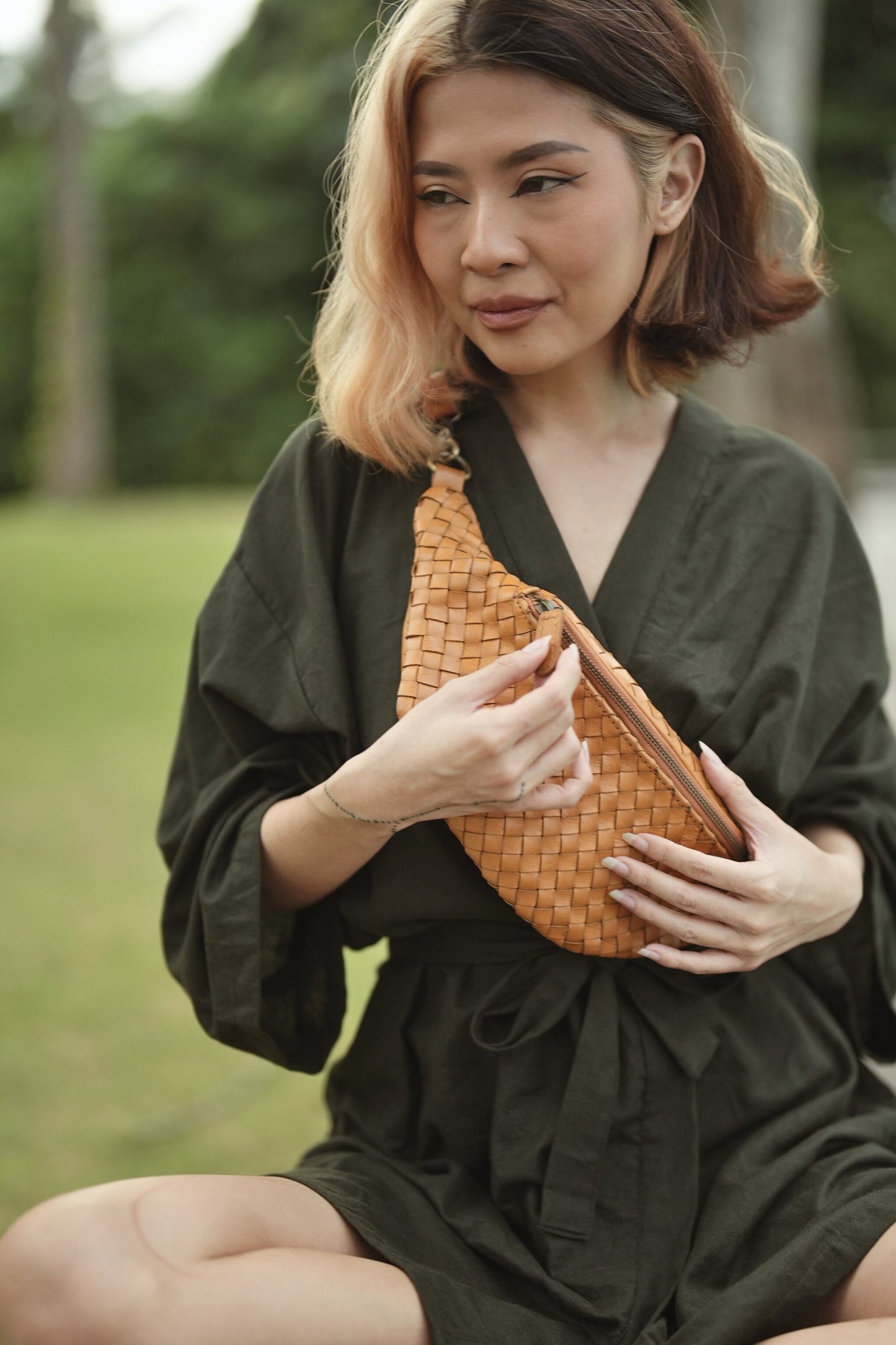 Makayla Handwoven Leather Belt Bag