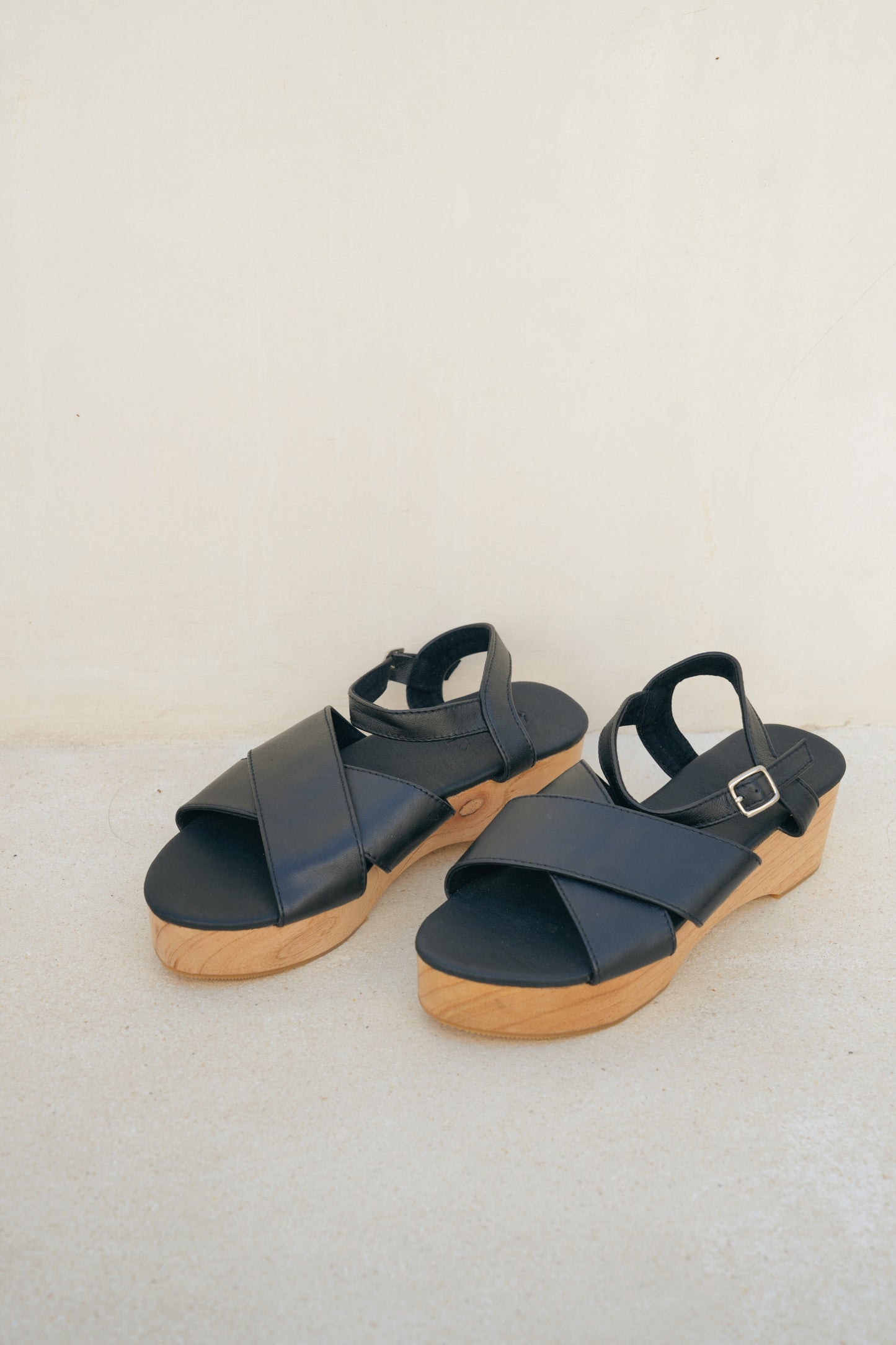 Mandy Cross Straps Wooden Sandal