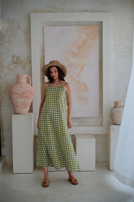 Maya Dress in Gingham Green