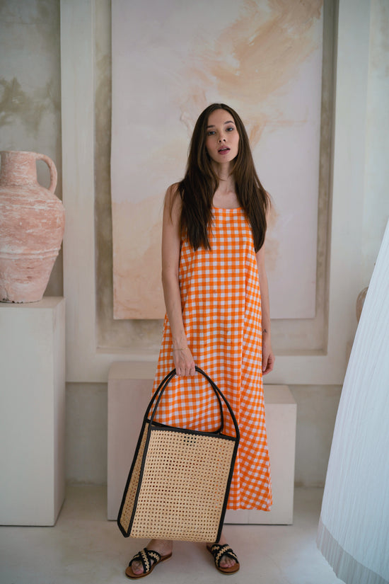 Maya Dress in Gingham Orange