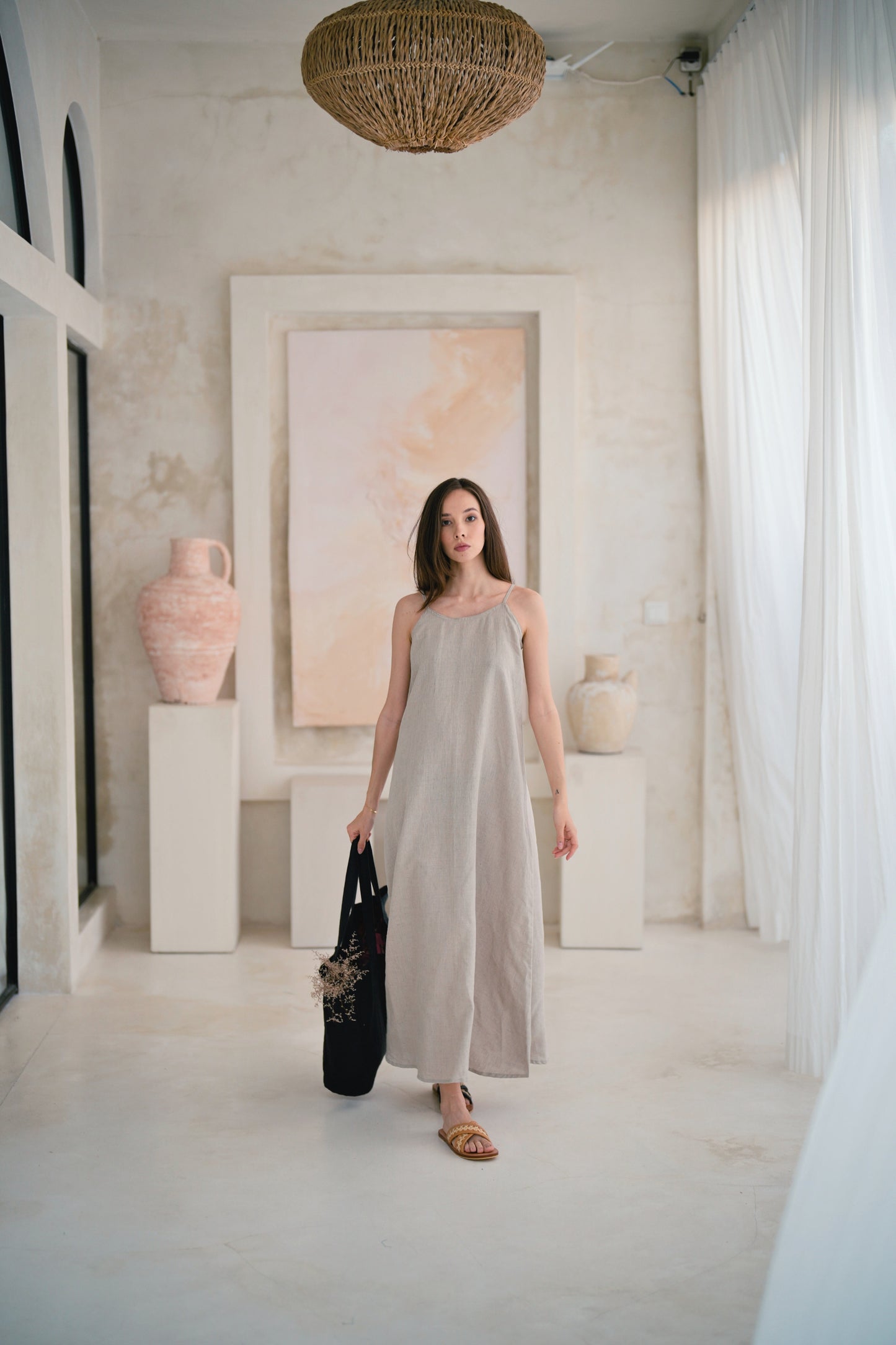 Maya Linen Dress in Natural