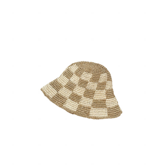 Load image into Gallery viewer, Millie Handwoven Raffia Straw Hat - Checker
