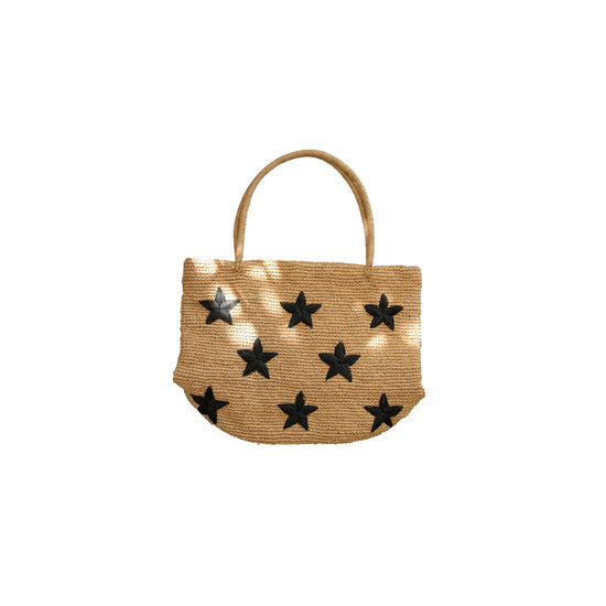 Load image into Gallery viewer, Morgan Stars Pattern Raffia Tote
