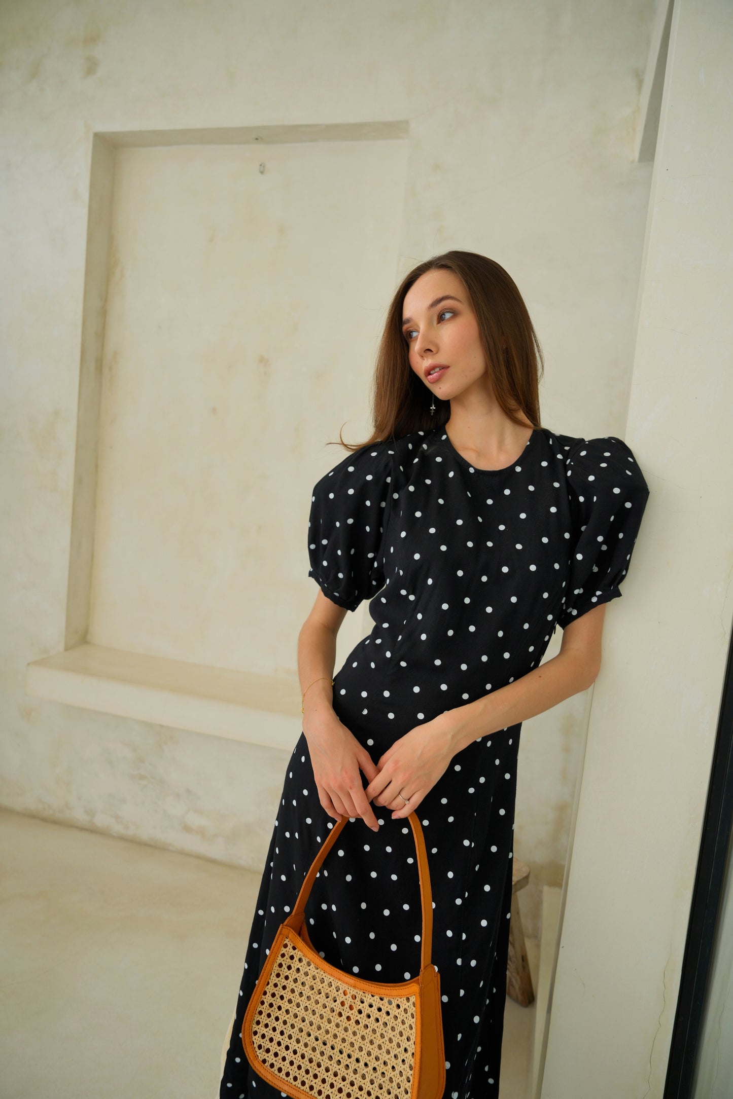 black polka dot dress with puff sleeves Buy Girl In Mind Black Polka Dot Sharon V-Neck Puff Sleeve Midi Dress from Next USA