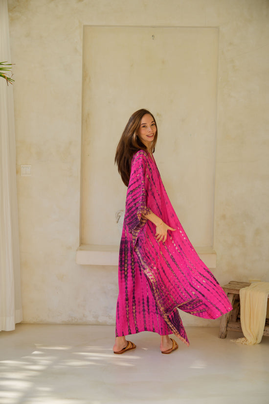 Sara Hand Dyed Kimono in Fuchsia