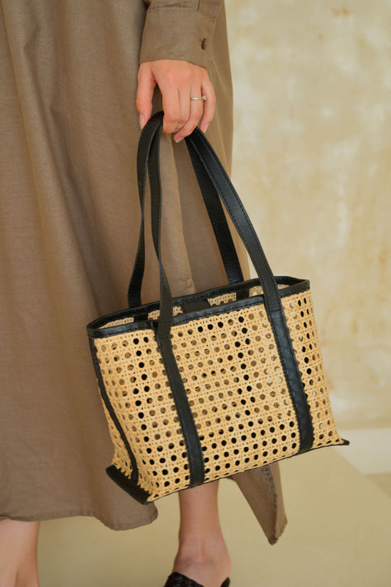 Magnolia Handmade Cane Woven and Leather Tote