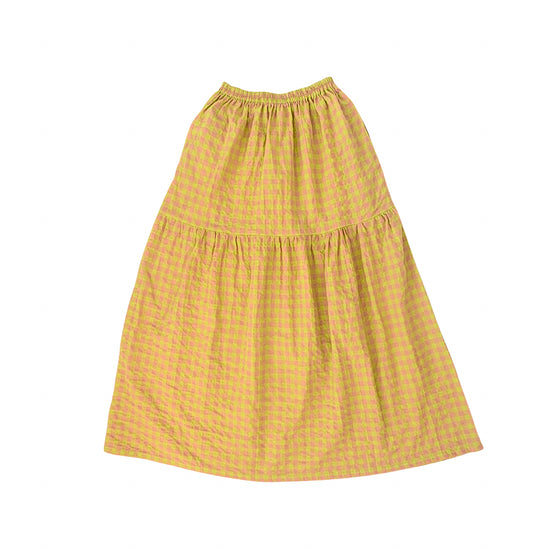 Elena Crinkle Gingham Carry-On Travel Skirt in Lemonade
