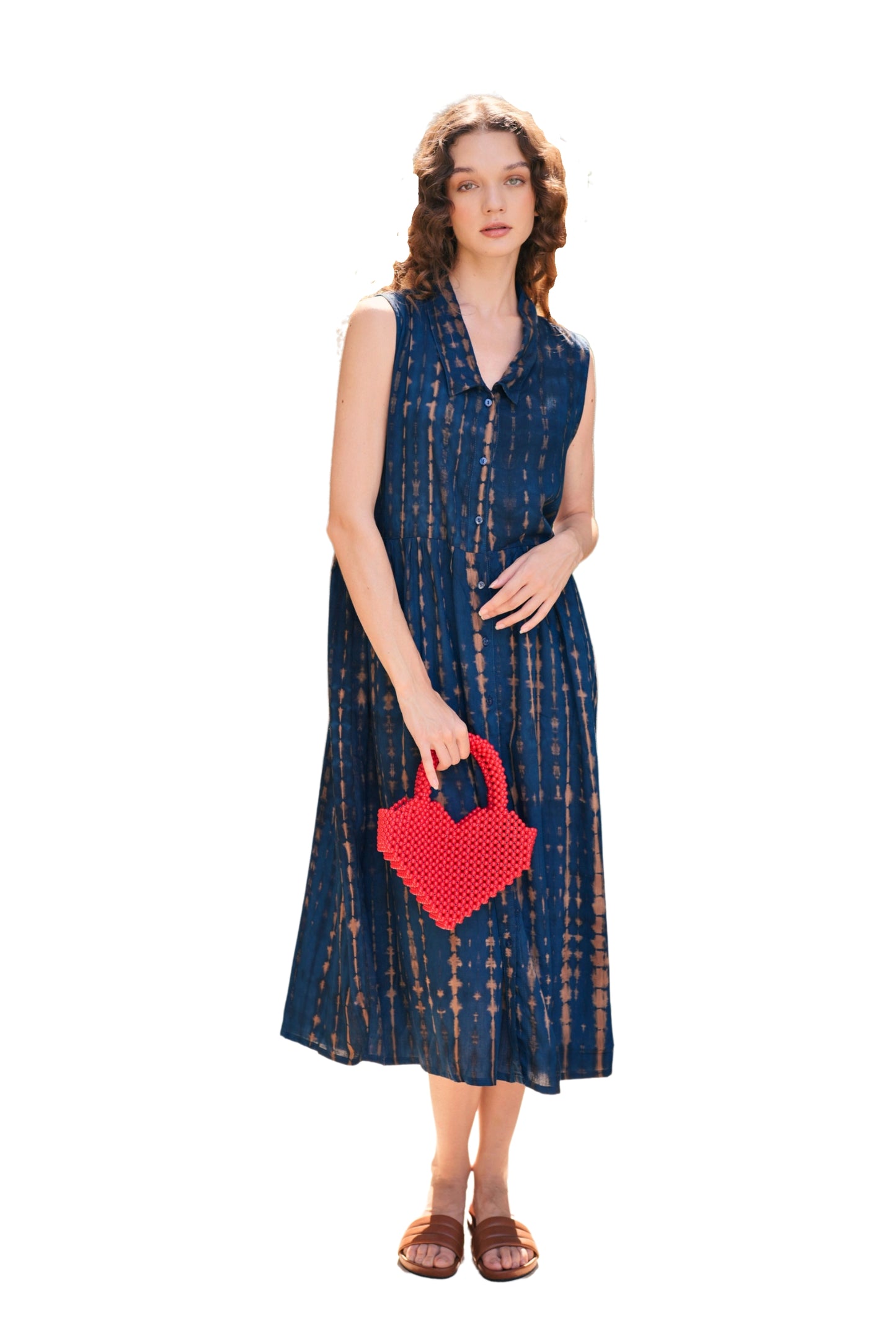 Tina Midi Dress in Ocean Blue Pink Haley Tina Midi Dress in Ocean Blue Pink Haley