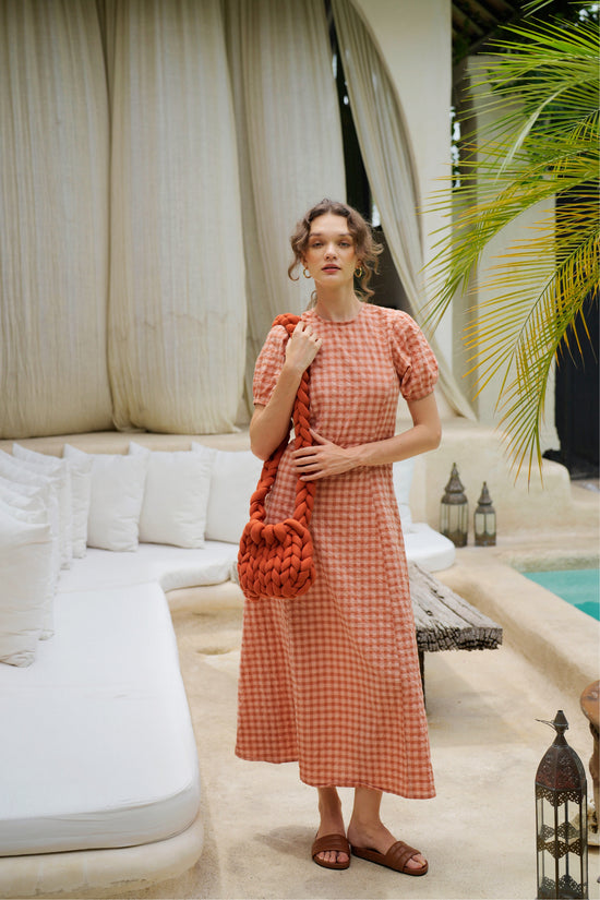 Load image into Gallery viewer, Zoey Cable Knit Shoulder Bag In Terracotta
