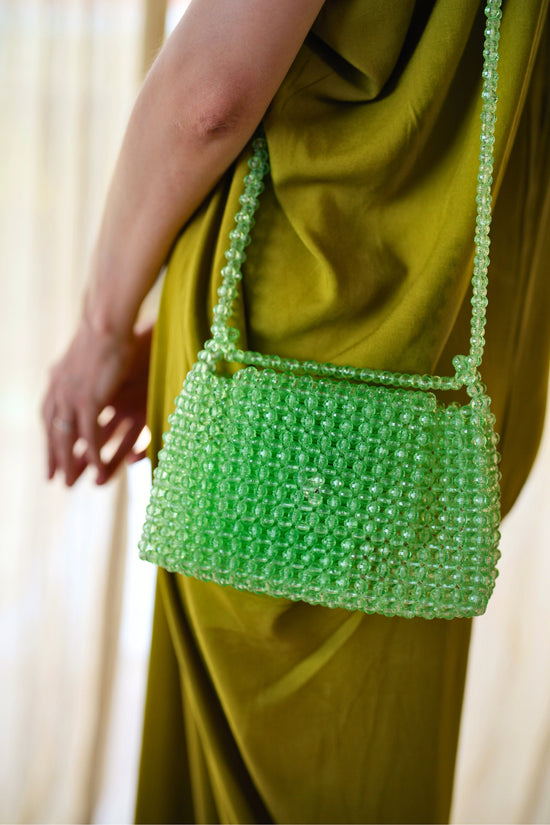 Addison Beaded Crossbody Clutch in Jelly Green