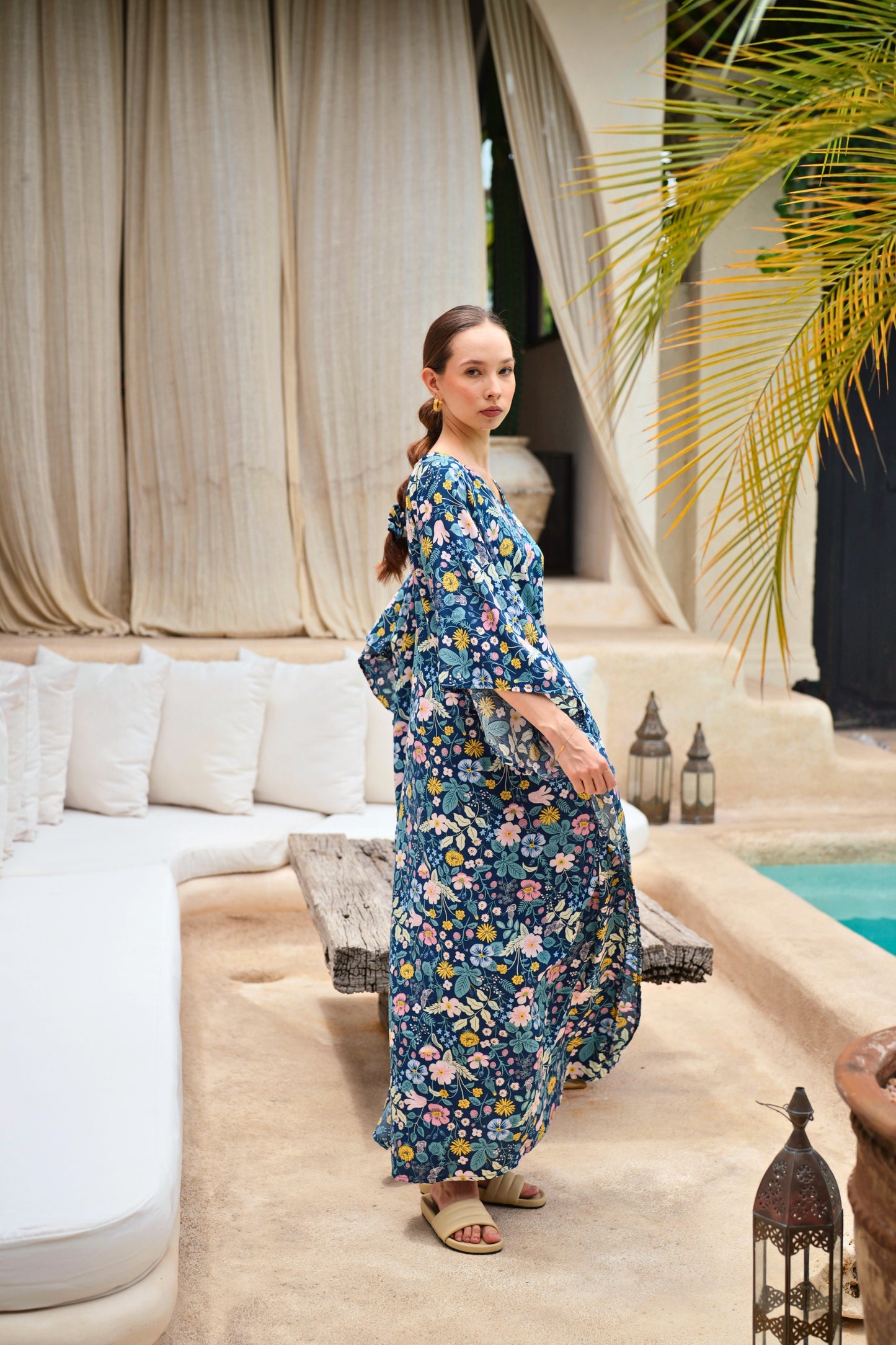 long sleeve kaftan dress Linen long sleeve kaftan dress