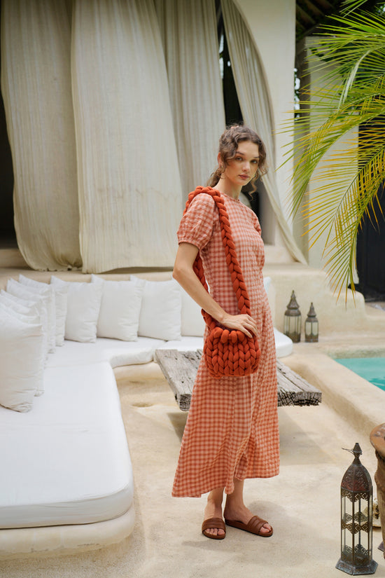 Load image into Gallery viewer, Zoey Cable Knit Shoulder Bag In Terracotta
