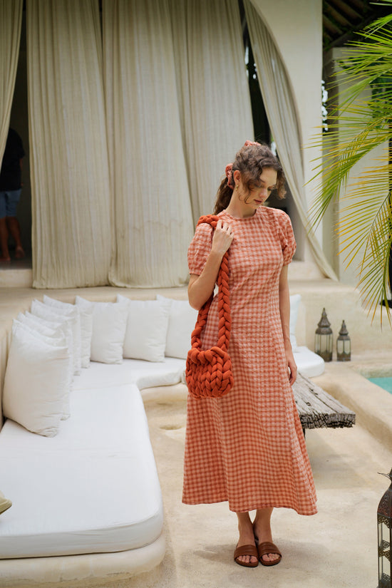 Load image into Gallery viewer, Zoey Cable Knit Shoulder Bag In Terracotta
