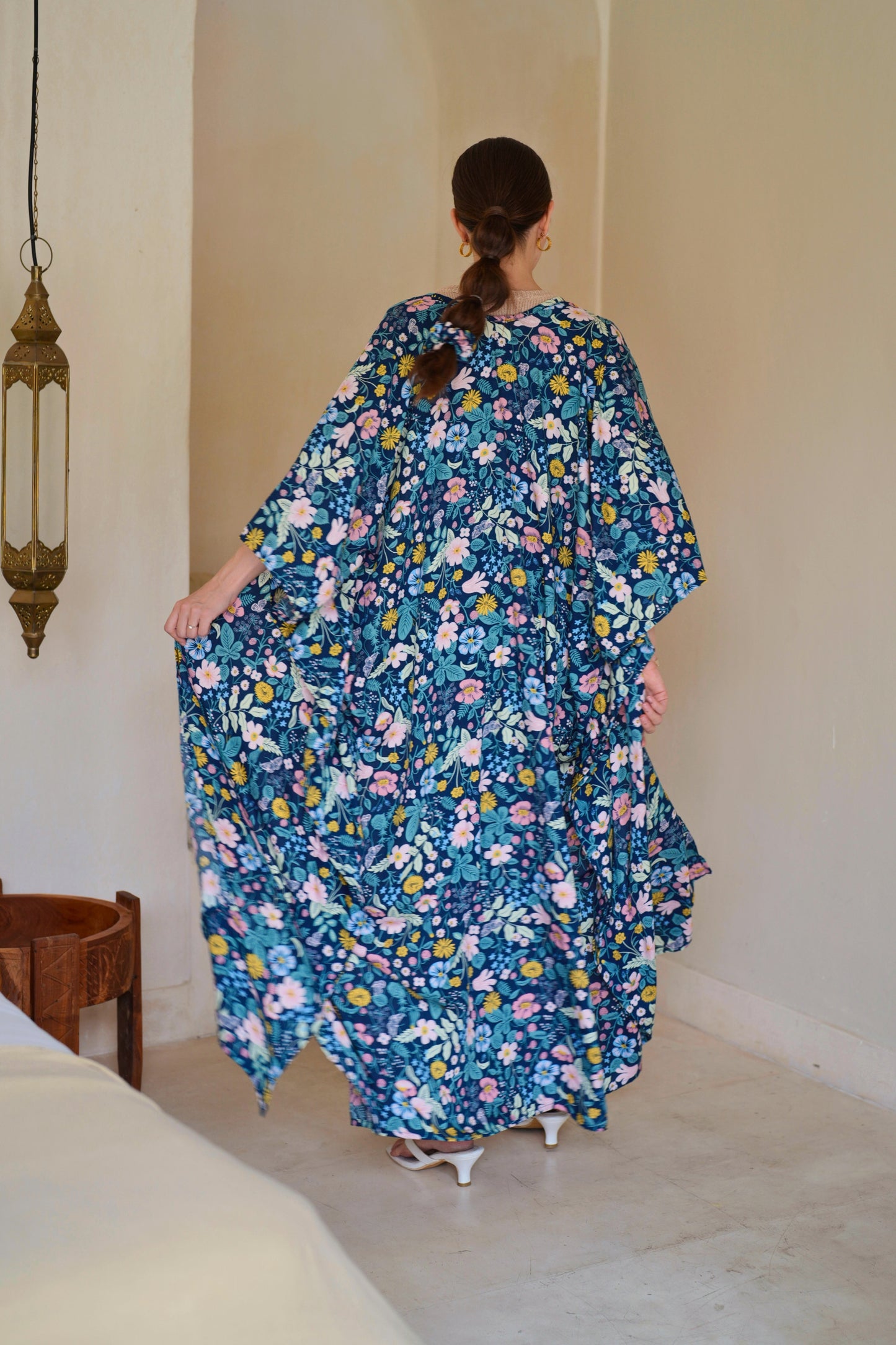 Botanical-Print Travel Kimono Duster