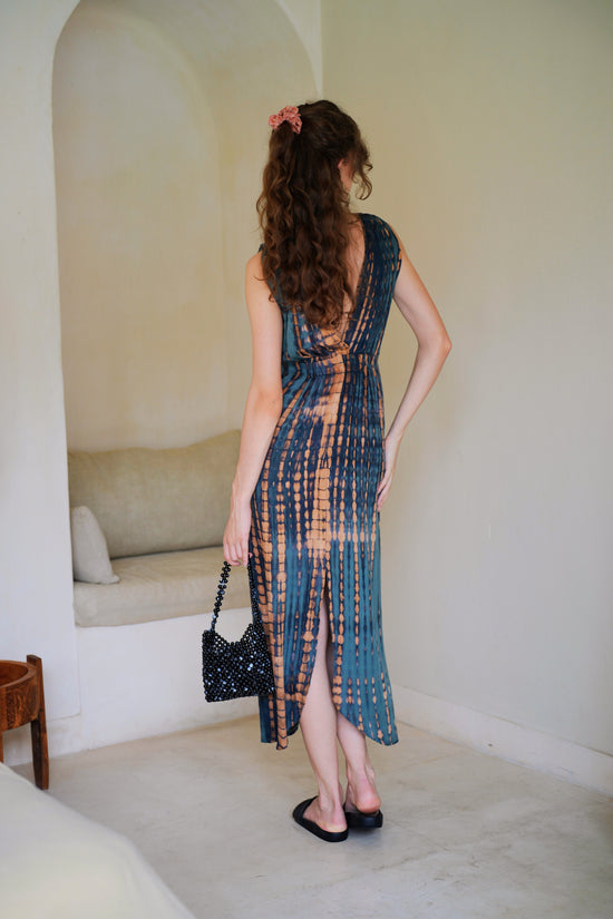 Clara Maxi Slip Dress in Deep Sea Blue Pink Haley Clara Maxi Slip Dress in Deep Sea Blue Pink Haley