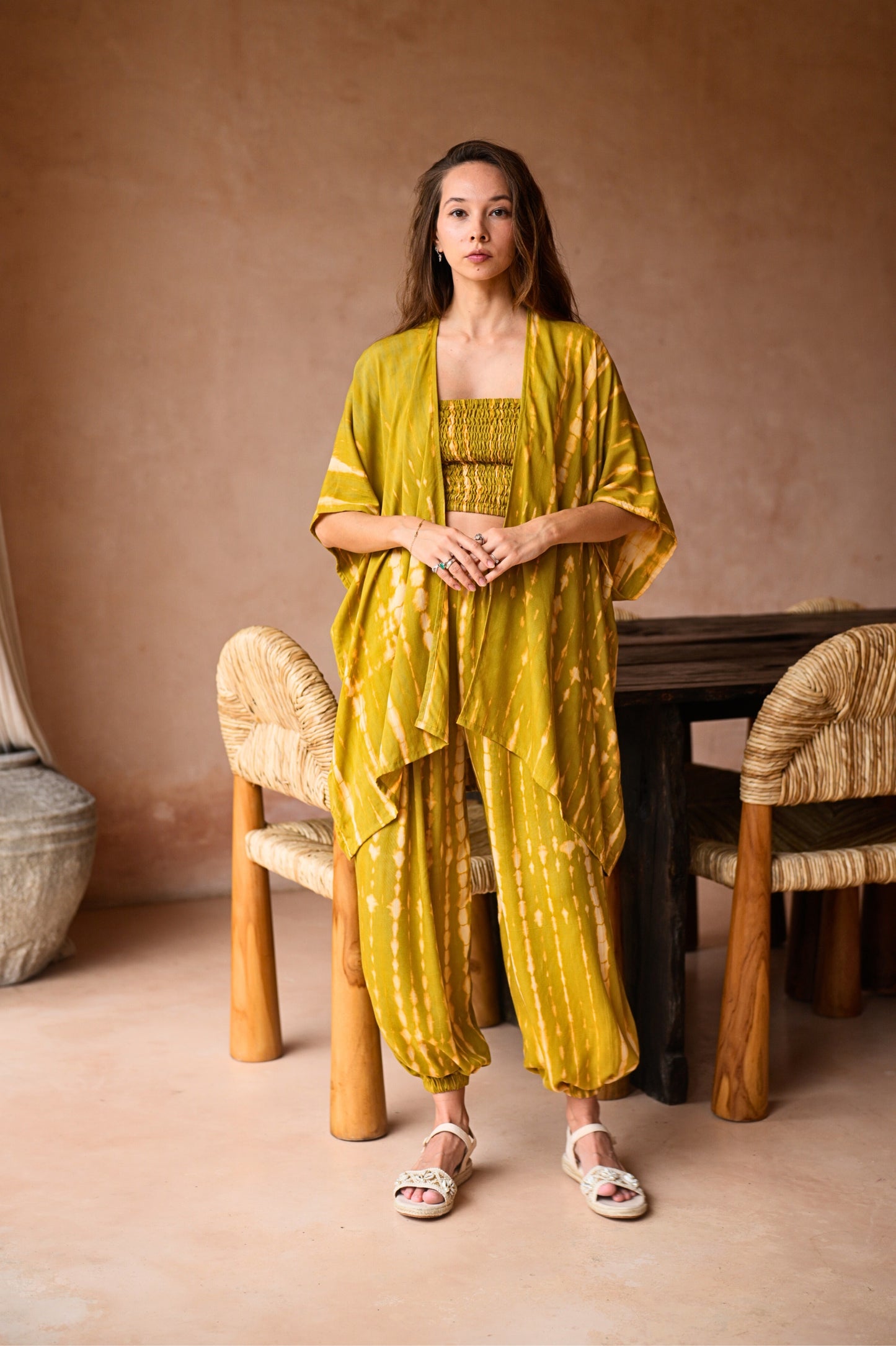 Angela Short Kimono Duster in Lemongrass