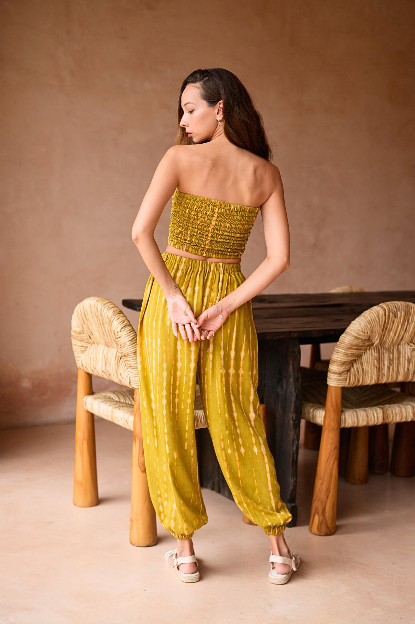 Jane Balloon Pants With Matching Tube Top Set in Lemongrass