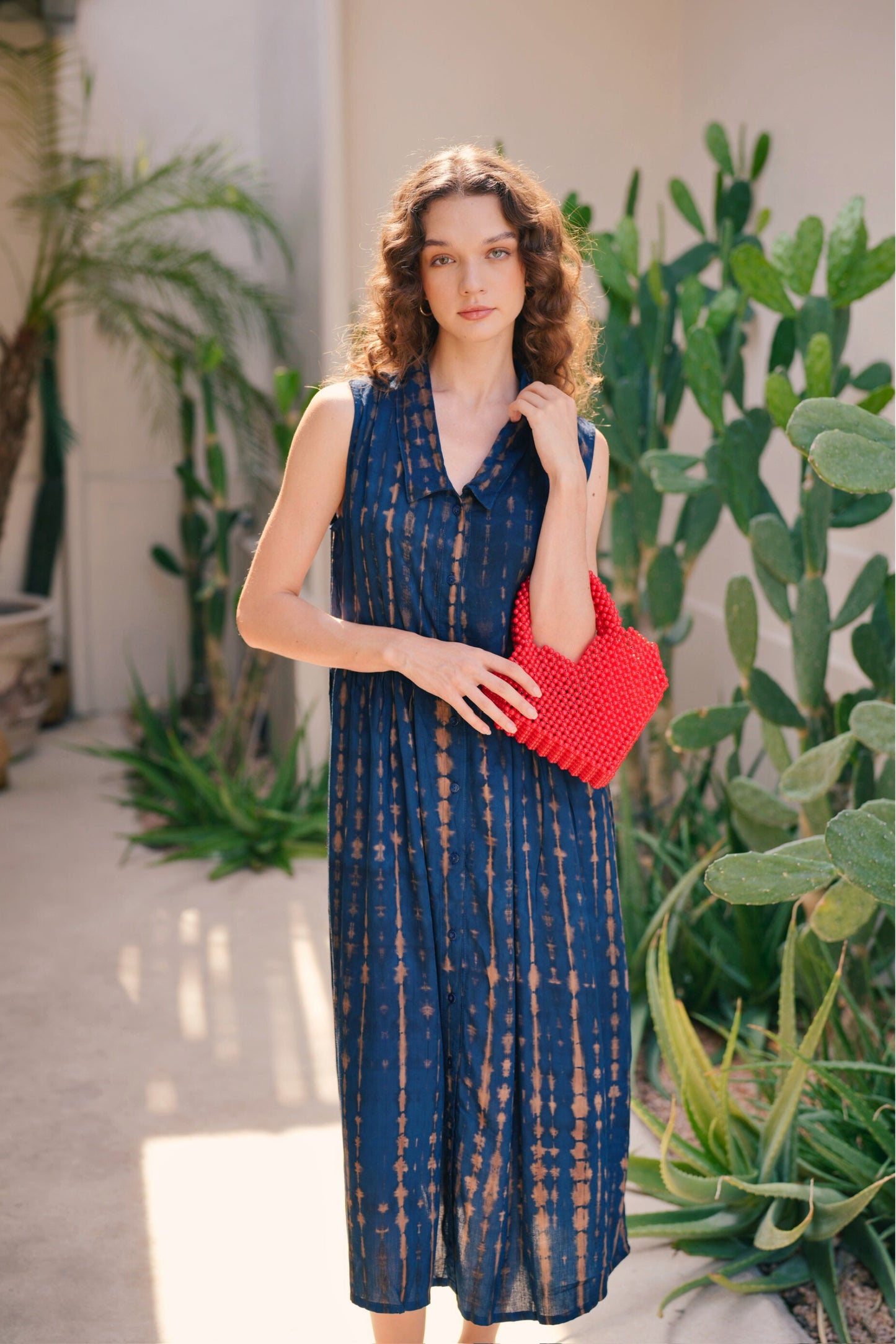 Tina Midi Dress in Ocean Blue Pink Haley Tina Midi Dress in Ocean Blue Pink Haley