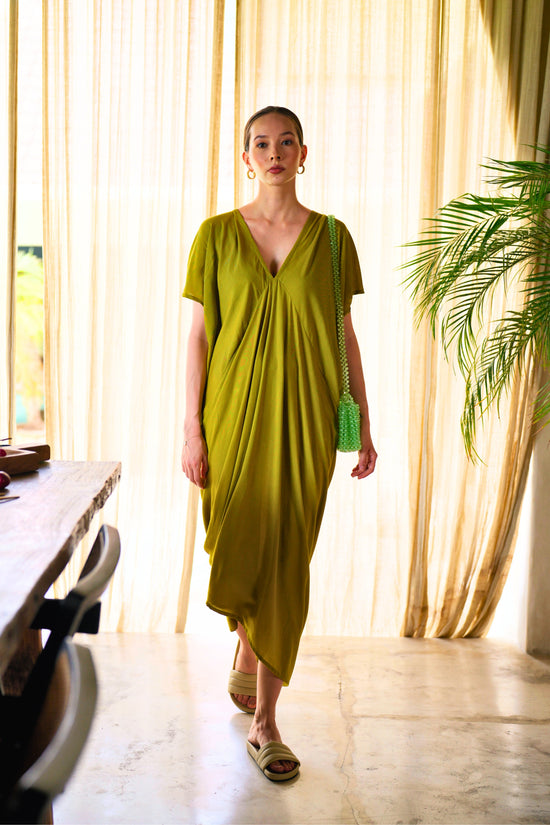Madella Kaftan Dress in Lime Green