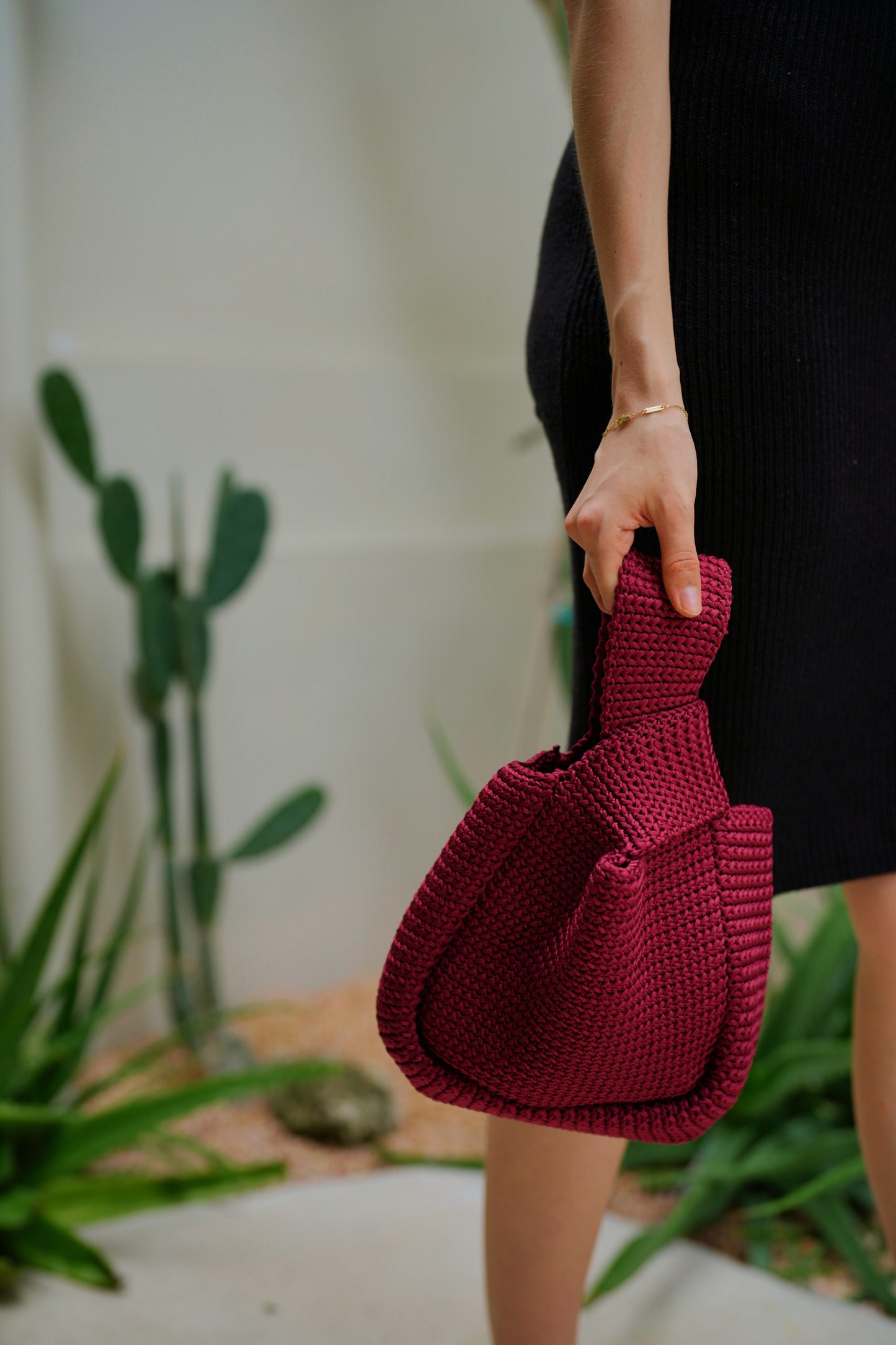 Mackenzie Knit Clutch in Maroon