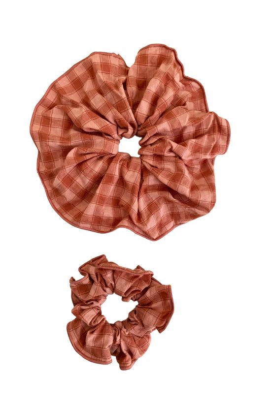 Crinkle Gingham Hair Scrunchie Set