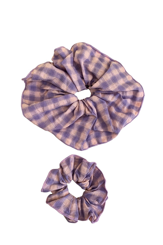 Crinkle Gingham Hair Scrunchie Set