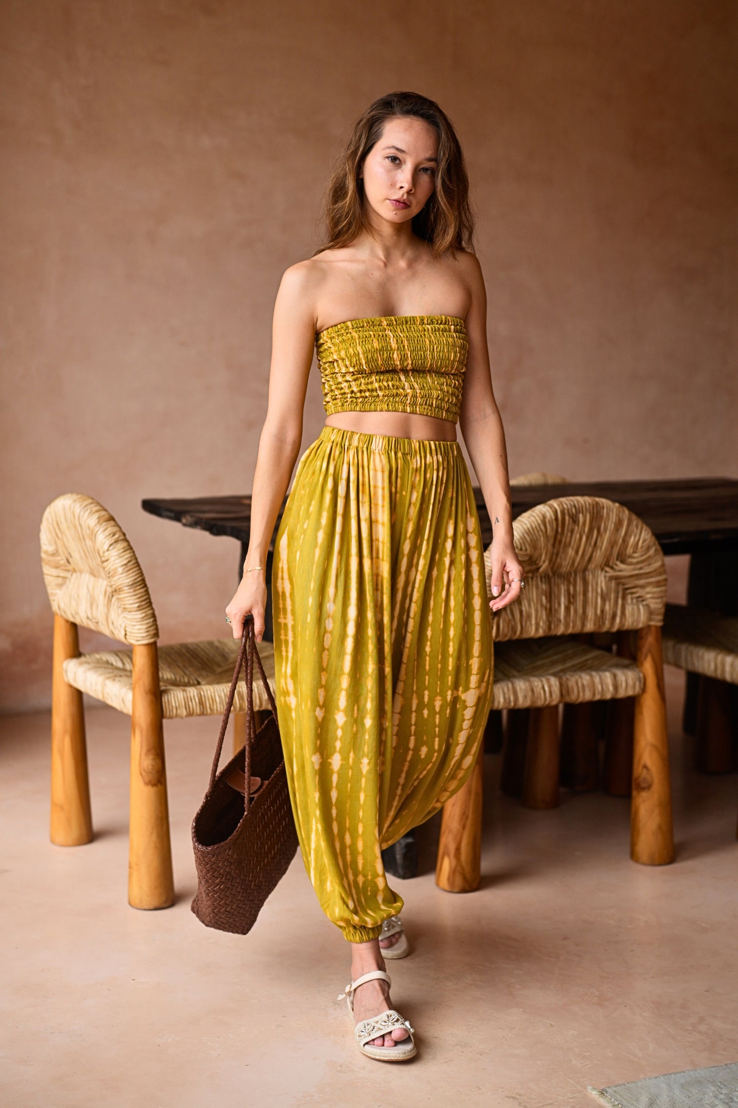 Jane Balloon Pants With Matching Tube Top Set in Lemongrass