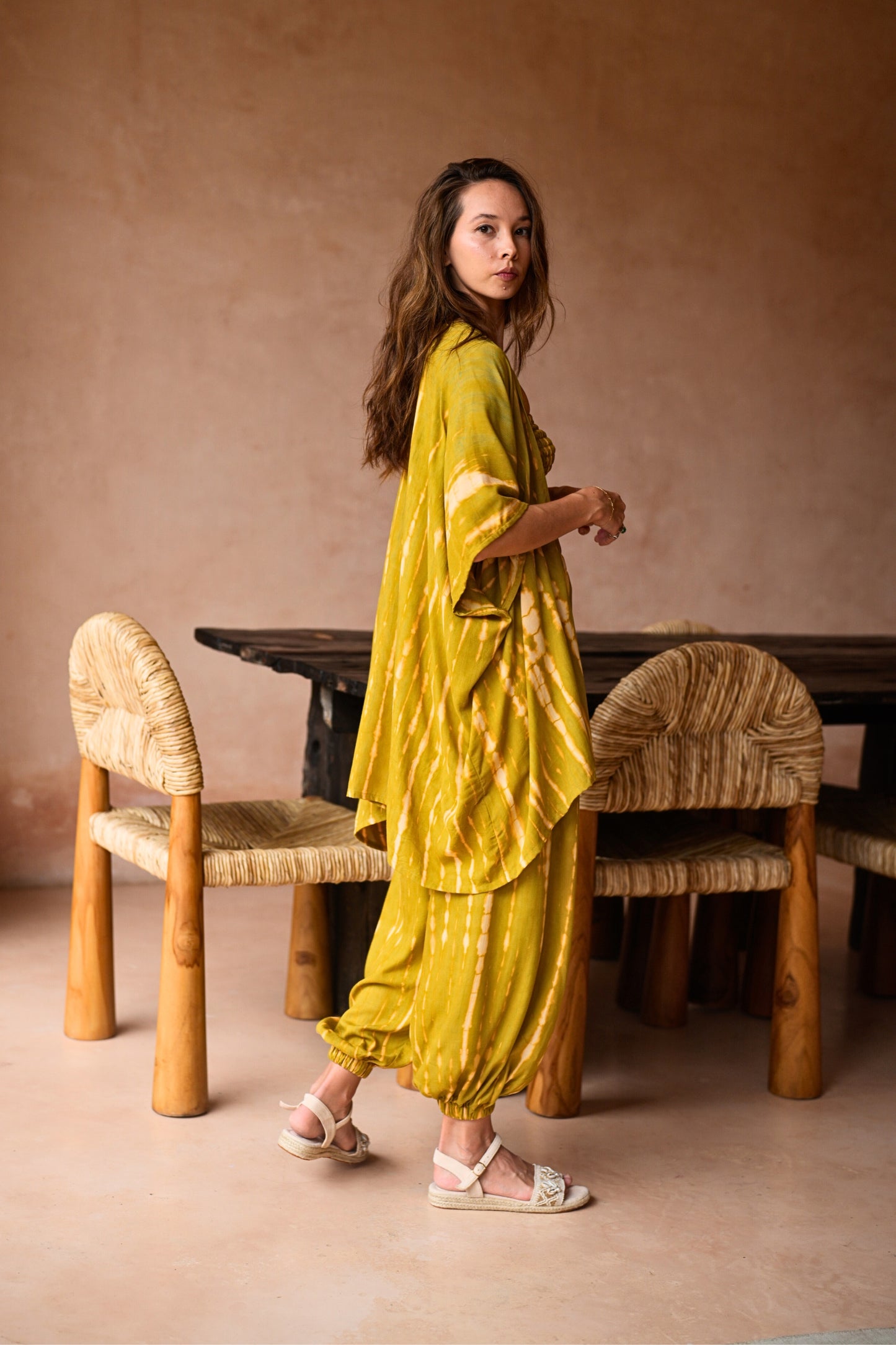 Angela Short Kimono Duster in Lemongrass