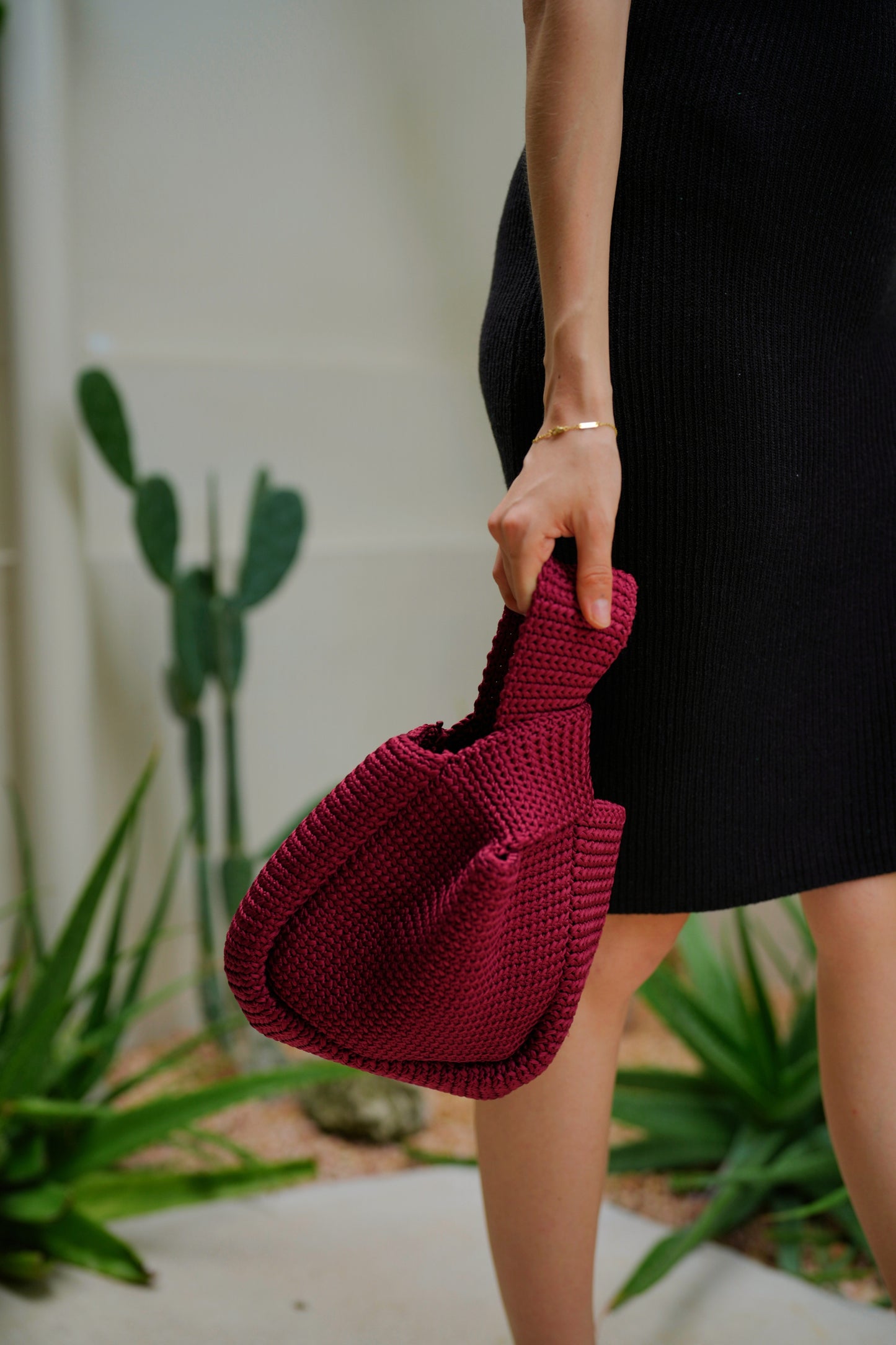 Mackenzie Knit Clutch in Maroon