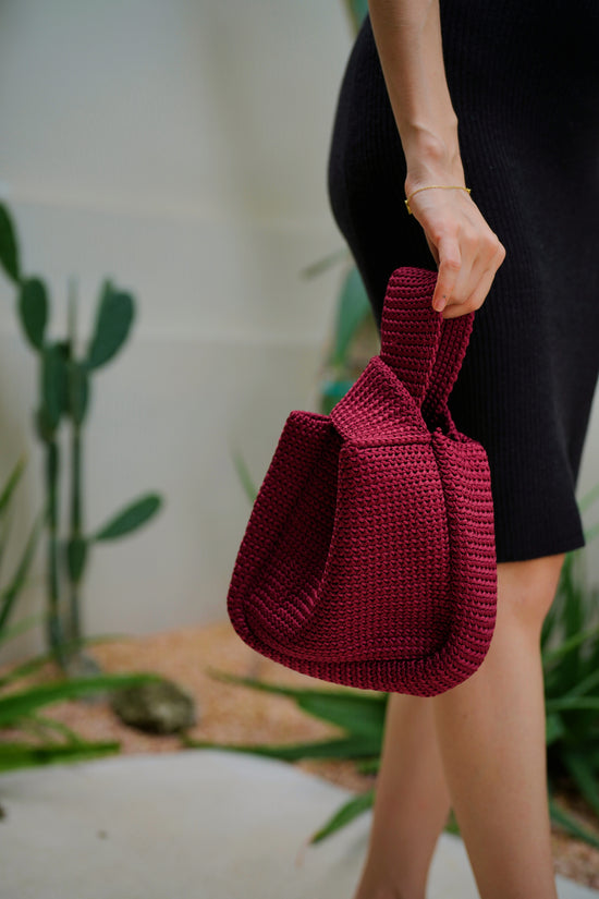 Mackenzie Knit Clutch in Maroon