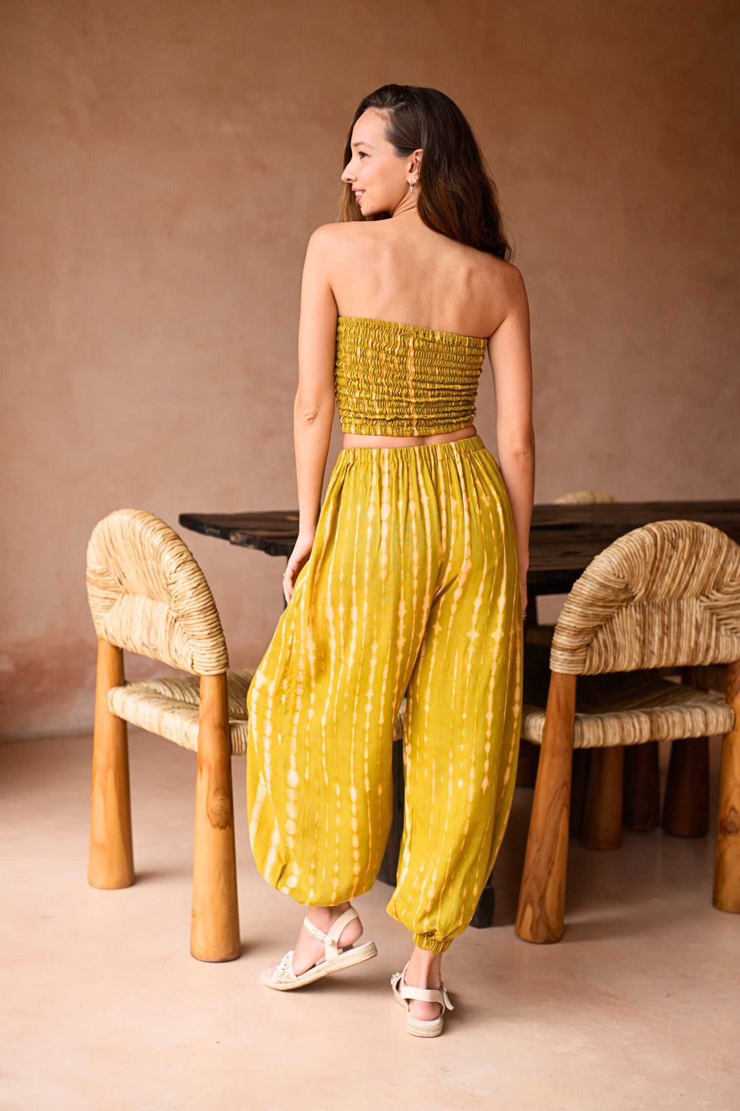 Jane Balloon Pants With Matching Tube Top Set in Lemongrass
