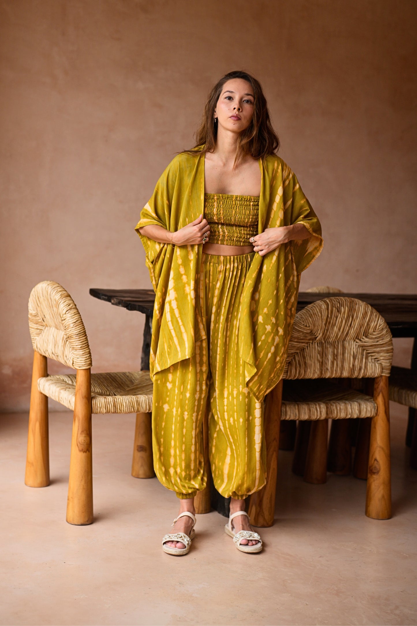 Angela Short Kimono Duster in Lemongrass