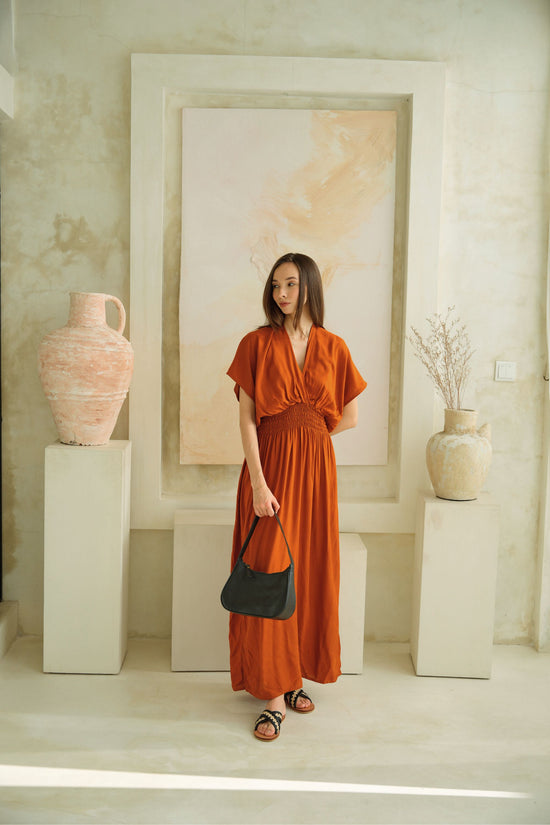 Zara orange linen dress hotsell