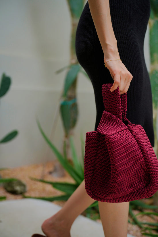 Mackenzie Knit Clutch in Maroon