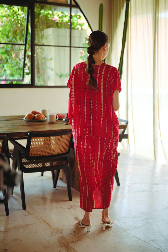 Madella Hand Dyed Kaftan Dress in Tomato