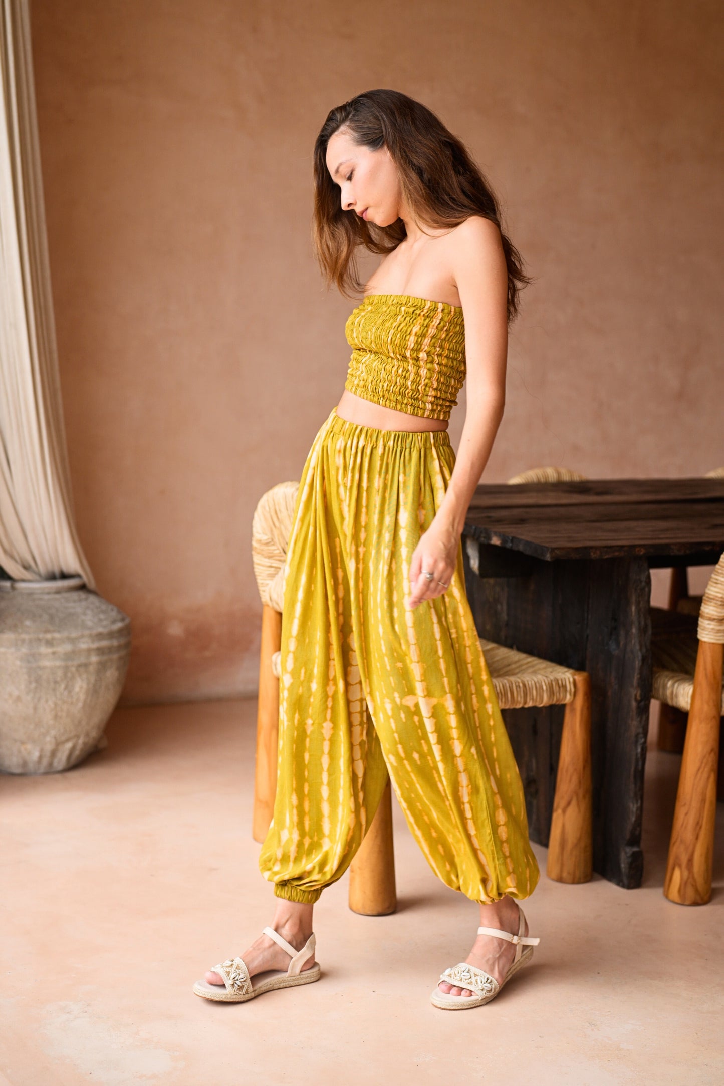 Jane Balloon Pants With Matching Tube Top Set in Lemongrass
