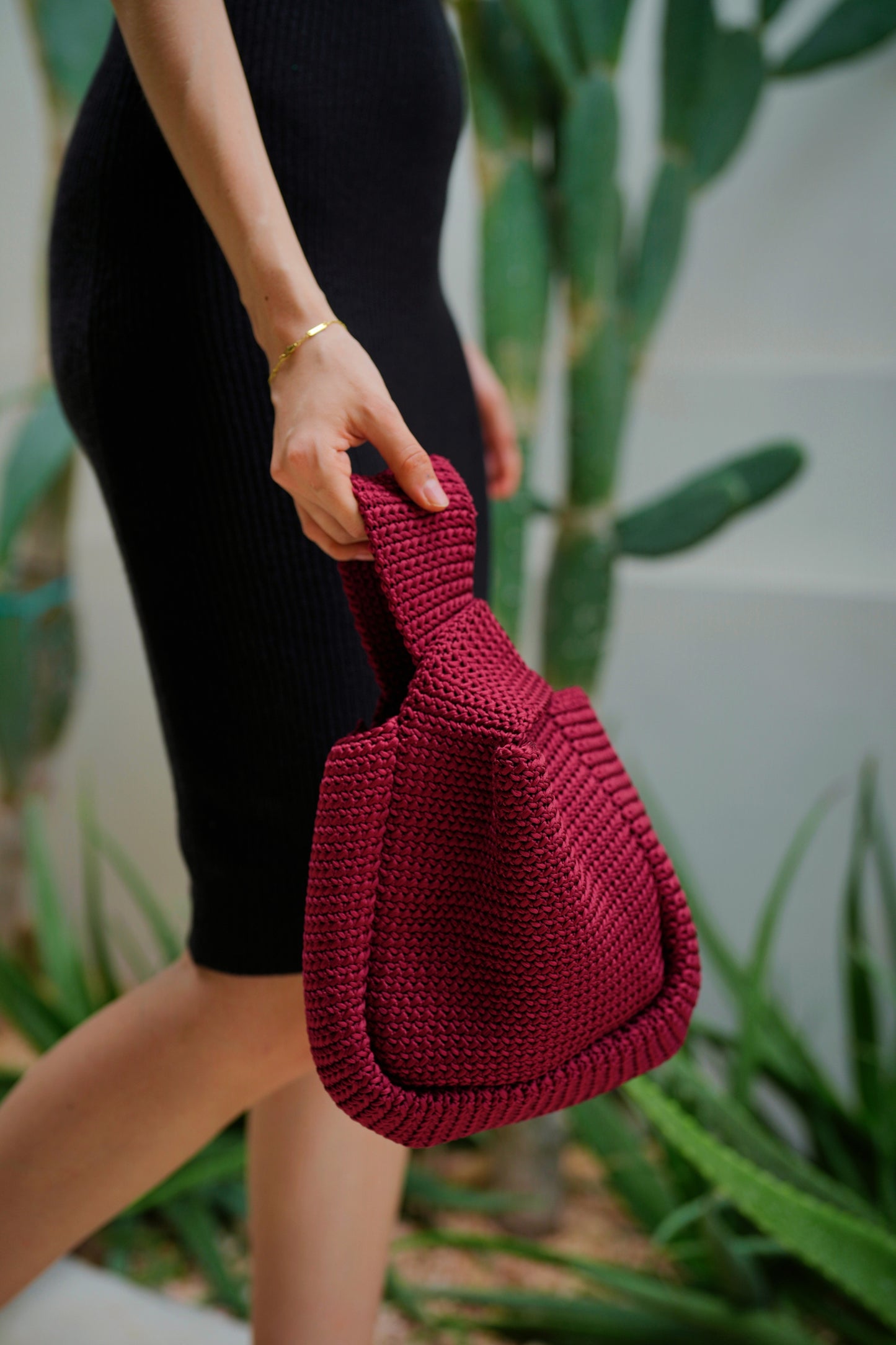 Mackenzie Knit Clutch in Maroon